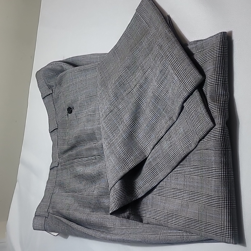 Brooks Brothers "346" wool gray black and blue plaid pants size 36/32